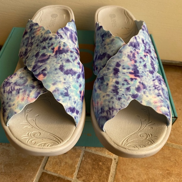 Bzees Womens Sahara Blue Comfort Arch Support Slip On Slide Sandals size  9M - Picture 3 of 11